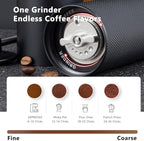 Manual Coffee Grinder, Burr Coffee Bean Grinder with CNC Stainless Steel Burr, Aluminum Alloy Body, Magnetic Wooden Handle, Adjustable Hand Coffee Grinder for Espresso, Pour Over, French Press - Image 4