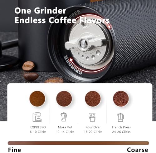 Manual Coffee Grinder, Burr Coffee Bean Grinder with CNC Stainless Steel Burr, Aluminum Alloy Body, Magnetic Wooden Handle, Adjustable Hand Coffee Grinder for Espresso, Pour Over, French Press - Image 4