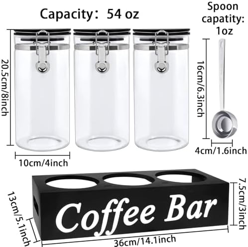WYTAOHZL 3PCS Glass Coffee Containers with Shelf - Image 2