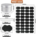 OBKJJ 64 Pack Round Cans with Screw Lid 4 Oz Aluminum Metal Tins DIY Food Candle Containers for Lotion Bars, Balms, Salve, Spices, Beard Balm, Crafts with 4 Markers 2 Sheets Label Stickers (Silver) - Image 2