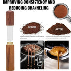 Espresso Accessories Kit 5-PCS Including Wooden Portafilter Station Organizer | 58MM Coffee Distributor | 58MM Tamper Press | WDT Stirrer Needle | Coffee Mat Brush, Multipurpose Espresso Tools - Image 6