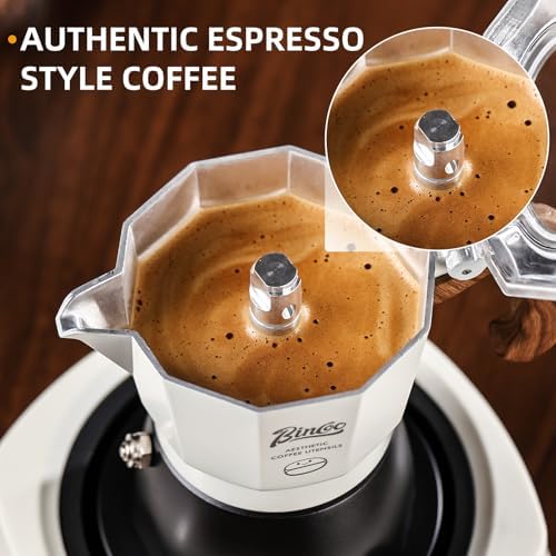 Bincoo Espresso Maker Stovetop - 2 Cup/120ML Small Stove Top Espresso Italian Coffee Maker, Camping Moka Pot (White-black) - Image 3