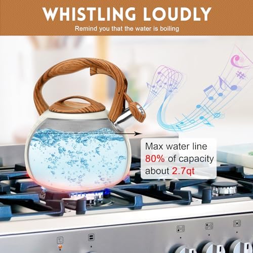 GGC Whistling Tea Kettle for Stove Top, 3.2QT/3L Stainless Steel Tea Kettle - Image 4