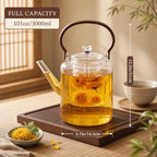 3L/101oz Large Glass Teapot with Infuser & Lid, Stovetop Safe - Image 2