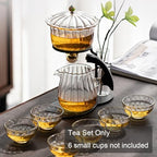 Lazy Kungfu Magnetic Tea Pot, Semi Automatic Glass Teapot, Lazy Kungfu Drip Teapot, Magnetic Attraction Water Rotating Cover Bowl Suitable for Home/Office Reception Tea Set - Image 2
