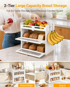 Bread Box for Kitchen Countertop, 2-Tier Bamboo Storage with Raised Shelf - Image 2