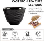 Japanese Cast Iron Tea Cups, Small and Heavy Teacups with no Handles, Japanese Style Cup for Adults, Asian Teacups, Coated with Enameled Interior, 4 Pcs/Box (Black, 2oz/60ml) - Image 5