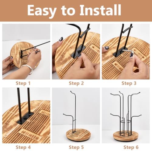 ORIGACH 360° Rotating Mug Tree for Large Cups with 8 Hooks, Black - Image 3