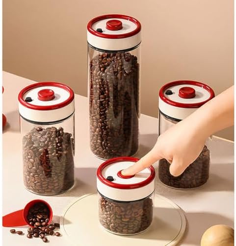 2PCS Glass Coffee Bean Jars, 32OZ Airtight Leak Proof Vacuum Coffee Canister Food Storage Container for Coffee Bean, Sugar, Tea, Nuts - Image 7