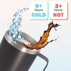 20 oz Tumbler with Handle and Lid Insulated Travel Coffee Mug Grey 12P - Image 4