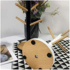 Cup Holder，Cup Holder,Standing Display Mug Rack,Wooden Cup Holder Mug Hanging Display Rack with 6 Hooks Tree Shape Wood Coffee Tea Cup Storage Holder Stand for Dining Room(Black) - Image 3