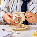Tea Cups and Saucers Set of 2, 8 Oz (Pink Rose) - Image 2