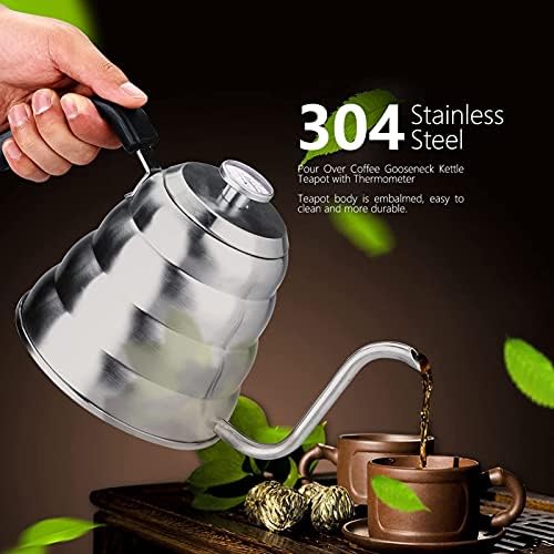 Pour Over Coffee Kettle 1.2L Gooseneck with Thermometer - Image 5