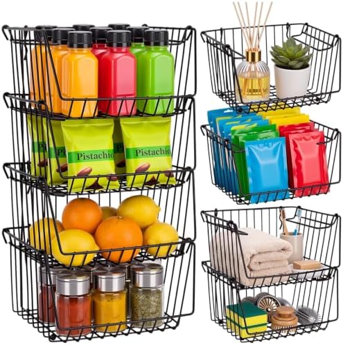 8 Pack Small Stackable Metal Wire Storage Baskets for Pantry by Unknown