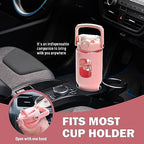 BLUEGO 40oz Glass Tumbler with Lid and Straw, Glass Water Bottles with Handle, Glass Cup with Time Marker and Silicone Sleeve, Fits Most Cup Holder, Leak-proof, Pink - Image 5