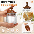 Suclain 6 Pack 17 oz Glass Spice Jars with Dark Wood Lids Vintage Canisters with Flower Pattern Airtight Food Storage Container for Home Kitchen Tea Coffee Spice Pantry Organization Decorations - Image 3