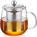 DOPUDO Glass Tea Cup with Infuser and Lid, 34oz/1000ml Large Borosilicate Teacup, Clear Mug for Loose Leaf Blooming Tea, Dishwasher Safe - Tea Maker Gift for Birthday by DOPUDO