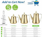 SANQIAHOME 1.8L(60oz) Stainless Steel Hammer Patterned Teapot With Removeable Infuser,Loose leaf cover,Gold - Image 5