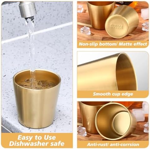Amyhill 12 Pack Stainless Steel Cups Double Wall Insulated, Gold, 5.9 oz - Image 5