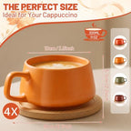 Rtteri 4 Pack 11 oz Fall Ceramic Coffee Cups Set with Saucer Bamboo Coasters, Autumn Tea Mug, Wide Cappuccino Latte Mugs with Handle for Hot Chocolate Americano Espresso - Image 2