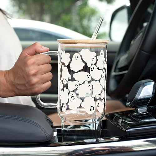 Sip-Sip Hooray! Classic Ghosties 40oz Glass Tumbler with Lid and Straw - Image 7