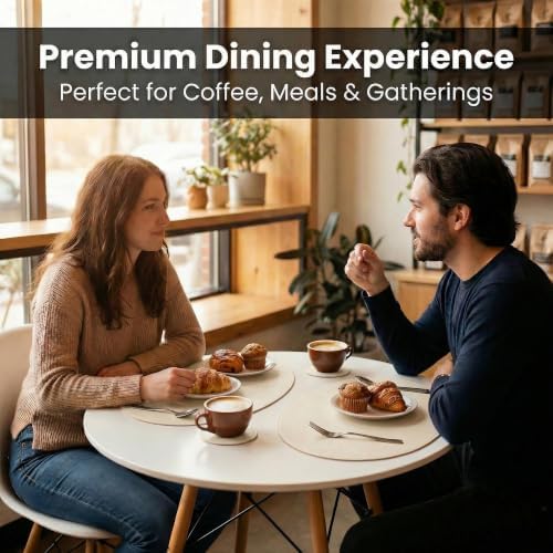 Premium Oval Faux Leather Placemat & Coaster Set with Innovative Cork-Look Printed Base，4/6/8-Piece Sets & 8 Colors，Non-Slip Dining Table Mats for Kitchen Dining - Image 2