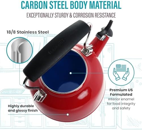 Chantal Tea Kettle, Vintage Series, Enamel on Steel, Whistling (Chili Red) - Image 4
