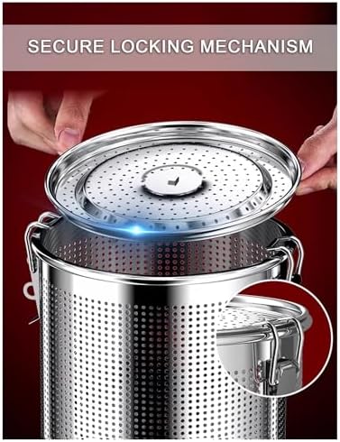 Seasoning Strainer, Stainless Steel Spice Infuser Basket with Chain Hook for Home Restaurant, Dual-Tab Locking Mechanism(13 x 14 cm) - Image 4