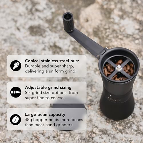MiiR New Standard Hand Grinder, Manual Coffee Grinder - Precision Grinding, Six Adjustable Settings, Durable Stainless Steel Burrs, 45g Bean Capacity - Image 2
