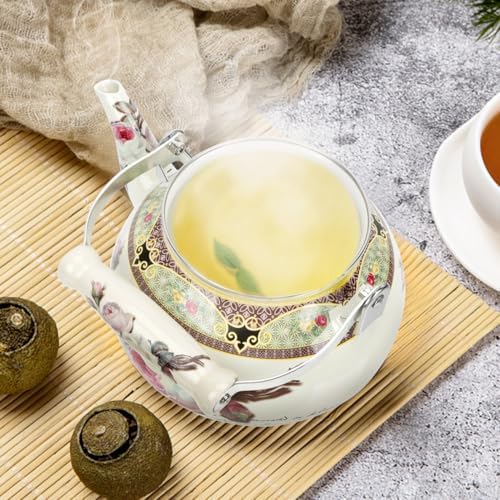 Stove Top Enamel Tea Kettle: Vintage Floral Whistling Tea Pot Farmhouse Water Boiling Pot Household Stove Top Whistling Tea Kettle 2. 5L - Image 3