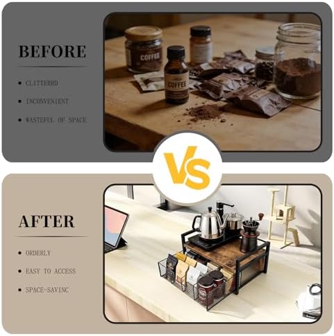 Tea Bag Organizer Wood Tea Organizer with 8 Compartments Storage Chests Tea Station Chest Display Container Box for Countertop Kitchen - Image 5