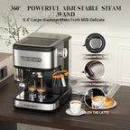 20 Bar Espresso Machine with Milk Frother Steam, Stainless Steel 1100W - Image 6