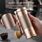Bincoo Manual Coffee Grinder Manual Foldable Handle– Espresso Hand Coffee Grinder Burr,Compact and Portable for Home/Travel/Camping(Champagne) - Image 2