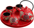 Wedding Supplies, Wedding Tea Set, Chinese Traditional Wedding Decoration Red Tea Set, Kung Fu Tea Set for Wedding Housewarming (Style B) by Unknown