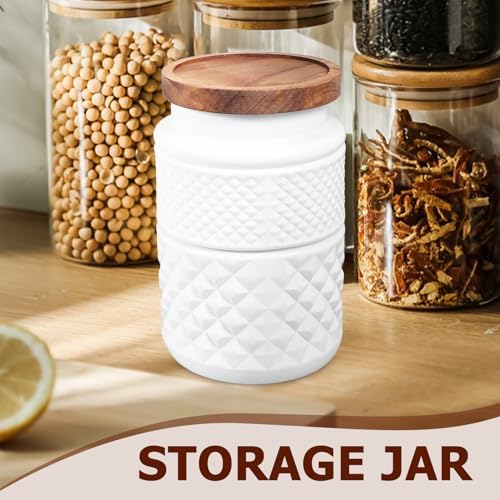 2 Pack Glass Tea Canisters with Wood Lids, 1800ml Food Storage Jars - Image 3
