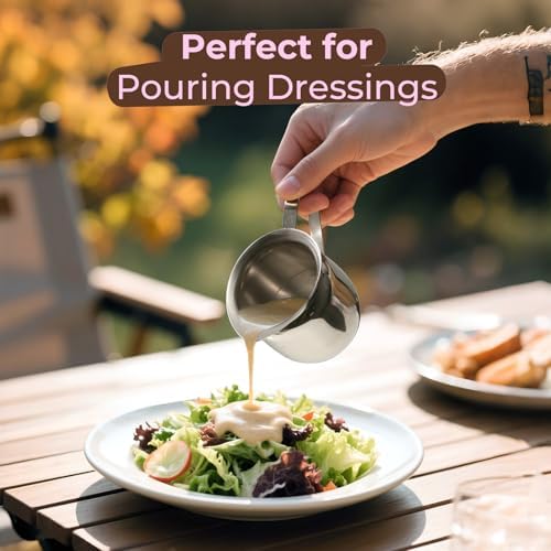 Fit Meal Prep [12 Pack] 8 oz Creamer Pitcher - Stainless Steel Bell Creamers, Mini Cup Container for Serving Milk, Coffee Cream, Salad Dressing, Maple Syrup, Espresso Machine for Restaurant, Cafes - Image 5