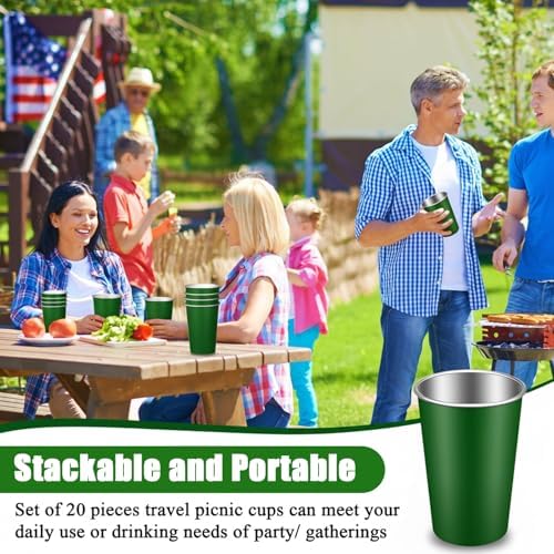 Mimorou 20 Pack Stainless Steel Cups Metal Aluminum Cup, 16 Oz,Bright Green - Image 4