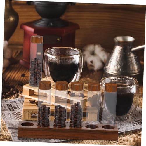 BESTYASH Glass Coffee Bean Storage Tubes with Wooden Stand Versatile Sealed Canisters for Coffee Beans Spices Herbs Space Saving Display Jars for Kitchen Organization - Image 5