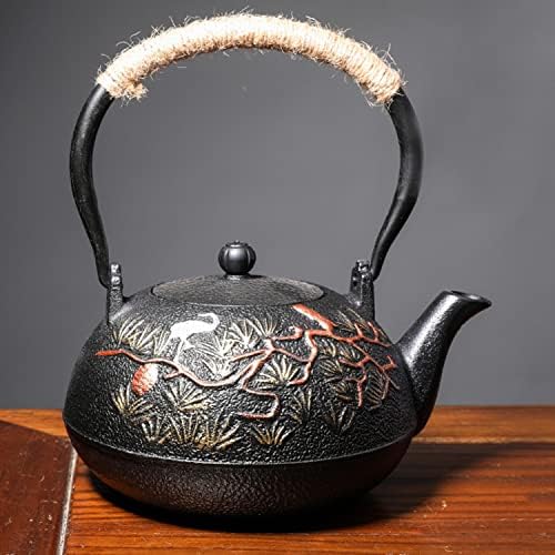 Tea Kettle,Cast Iron Teapot in Japanese Style,Tetsubin Tea Kettle with Stainless Steel Infuser,Die Casting Pattern Stove Safe Kettles,Traditional Iron Teapots,1.2L(Color:O) (Size : V) by Unknown