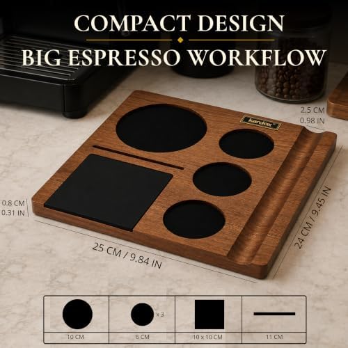 Kardox Walnut Espresso Tamping Station, Tamping Mat & Espresso Tool Organizer - Image 4