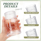 Wiwiqing 12 Set 16oz Vintage Tumbler with Lid and Straw Bulk, Clear - Image 3