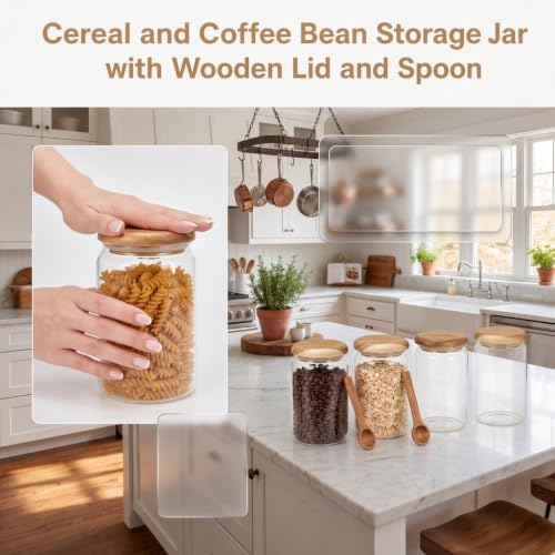 4-Pack 680ml Wide Mouth Mason Jars with Acacia Lids & Wood Spoons - Image 4