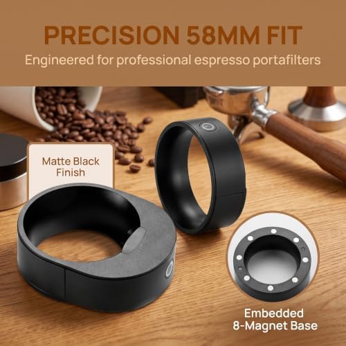58mm Electric Plasma Anti-Static Dosing Funnel, Magnetic Coffee Dosing Ring, with 8 Pcs Magnets, Not Easy to Fall Off, Type-c Charging, for Most Coffee Machine Handles, Office Use - Image 2