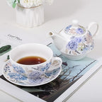 fanquare Blue and Purple Roses and Hydrangeas Porcelain Tea for One Set - Image 4