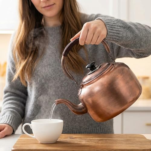 Whistling Kettle Teapot, Premium Copper Tea Kettle for Stove Top 3.2 QT - Image 7