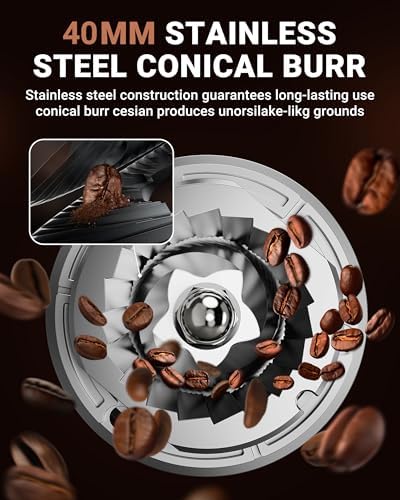 AMZCHEF Coffee Bundle - 48-Setting Conical Burr Grinder (Anti-Static, Timer) & 8-IN-1 Milk Frother Steamer (21oz & 13.5oz, 550W), Home Coffee Station for Espresso, Lattes, Cold Brew & Hot Chocolate - Image 6