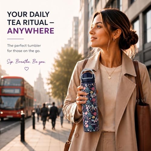 22 oz Ceramic Lined Tea Infuser Travel Tumbler, Micro-Mesh Stainless Steel Infuser, Pure Taste Ceramic Interior, Triple Insulated 12hr Hot Cold, Dual Sip & Straw Lid, Scratch-Resistant - Image 7