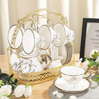 fanquare 22 Piece British Gold Tulip New Bone China Tea Coffee Set - Image 3
