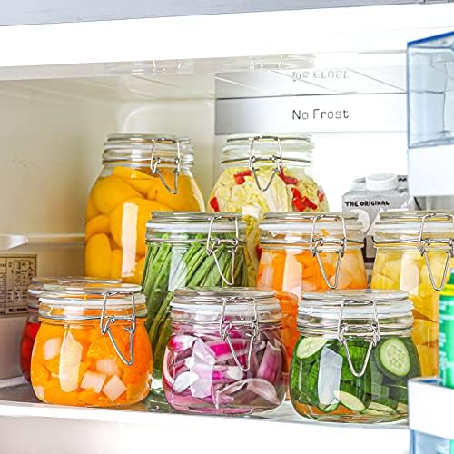 ComSaf Airtight Glass Canister Set of 12 with Lids 17oz/25oz Food Storage Jar - Storage Container with Clear Preserving Seal Wire Clip Fastening for Kitchen Canning Cereal,Pasta,Sugar,Beans - Image 3