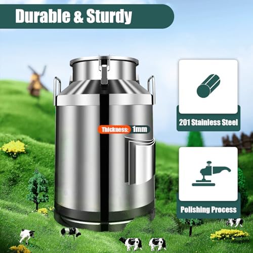 60 L /15.8 Gallon 304 Stainless Steel Milk Can Jug, Heavy Duty Milk Transport Cans Jug with Sealed Lid for Milk Storage Transportation (US Stock) - Image 2